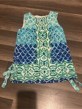 Lilly Pulitzer Aqua Blue Green Patterned Sleeveless Dress